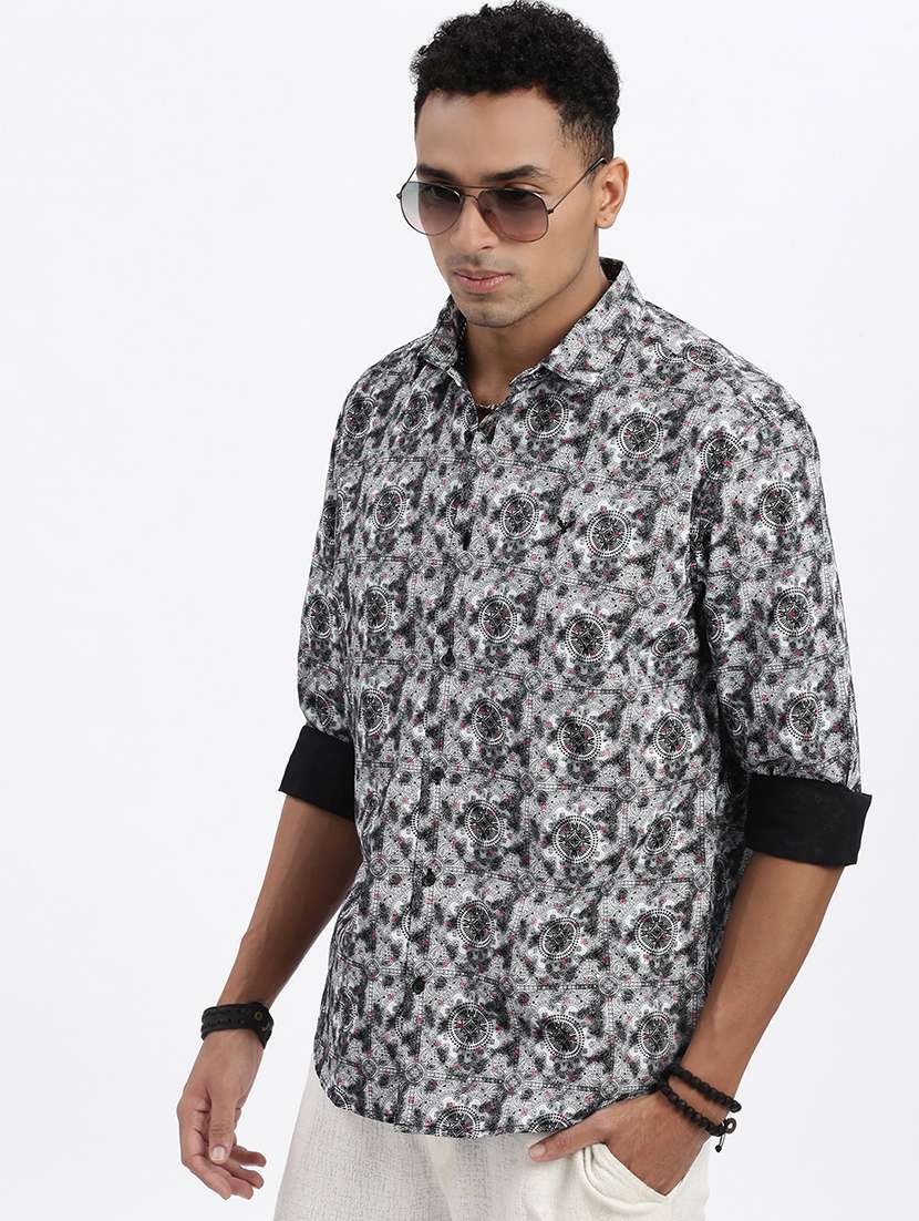 men printed long sleeve casual shirt - 21562548 -  Standard Image - 1