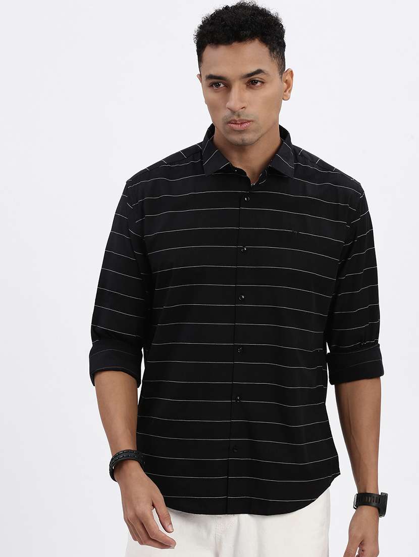 men striped long sleeve casual shirt
