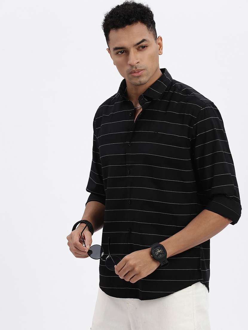 men striped long sleeve casual shirt - 21562555 -  Standard Image - 1