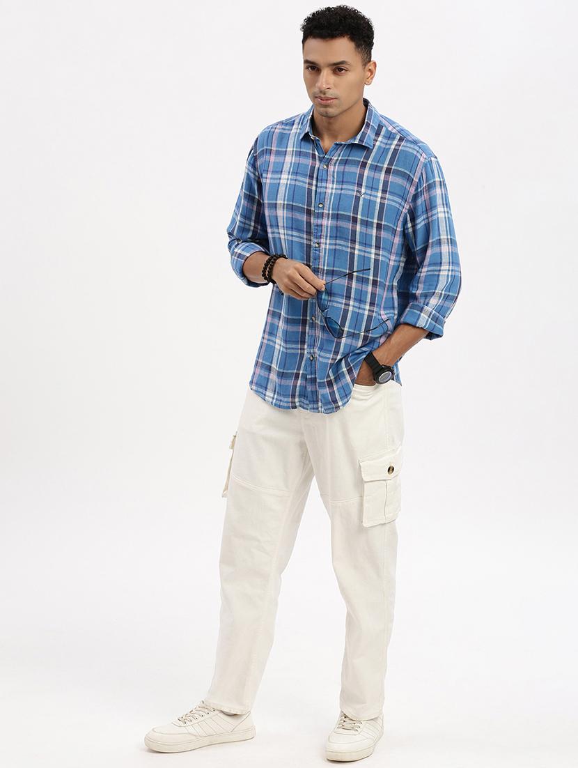 men checkered long sleeve casual shirt - 21562556 - Standard Image - 4