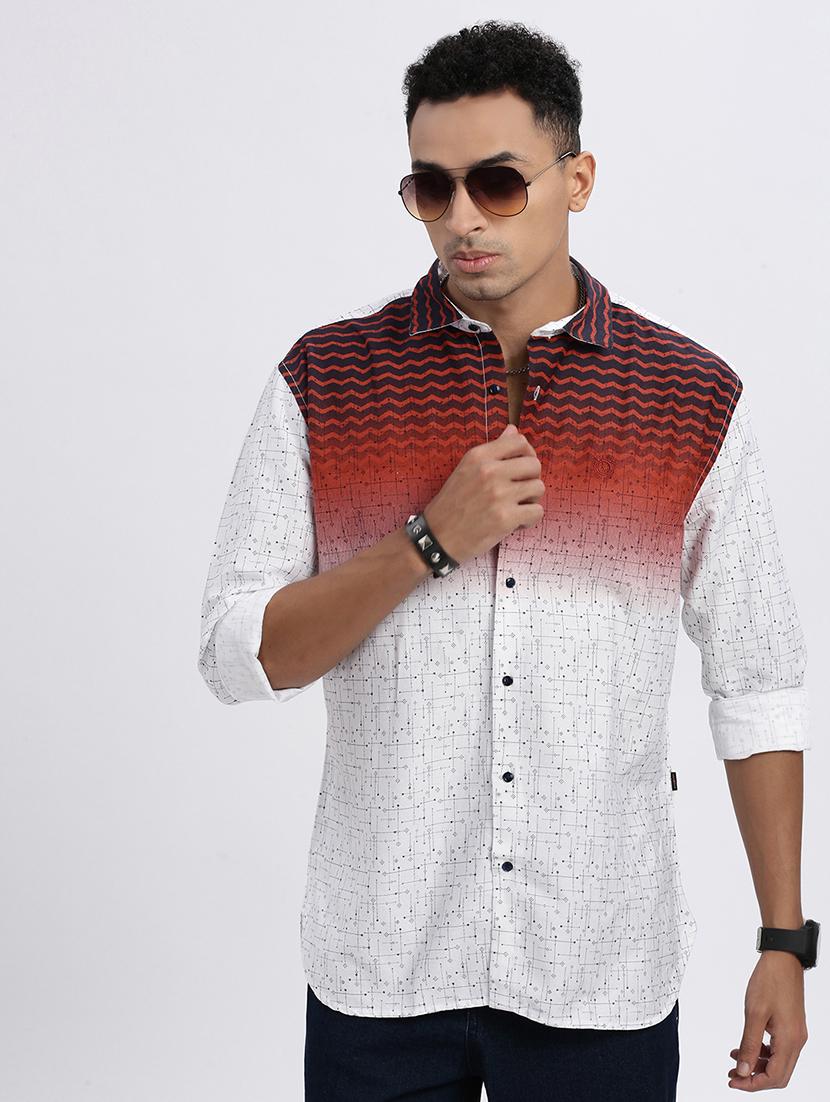 men printed long sleeve casual shirt - 21562561 -  Standard Image - 1