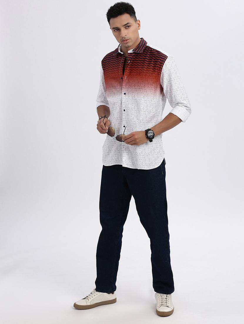 men printed long sleeve casual shirt - 21562561 - Standard Image - 4