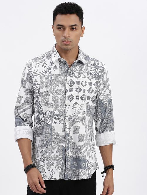 men printed long sleeve casual shirt - 21562562 -  Standard Image - 0