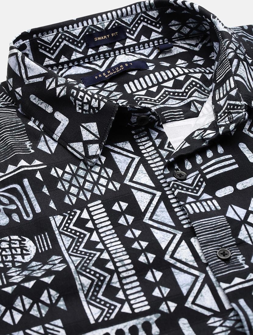 men geometric long sleeve casual shirt - 21562563 - Standard Image - 6