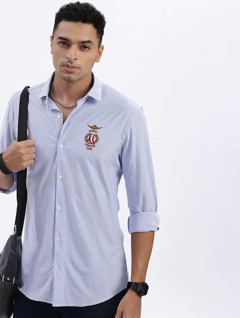 men striped long sleeve casual shirt - 21562567 -  Standard Image - 1