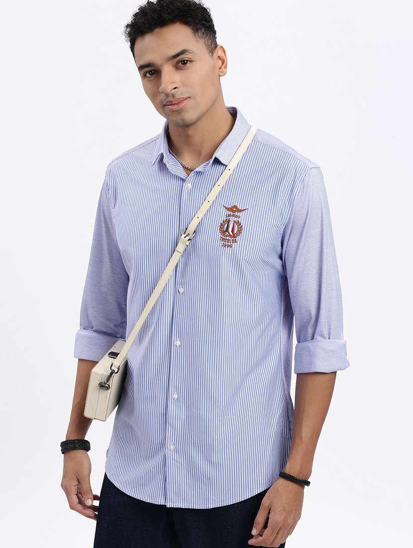 men striped long sleeve casual shirt - 21562568 - Standard Image - 1