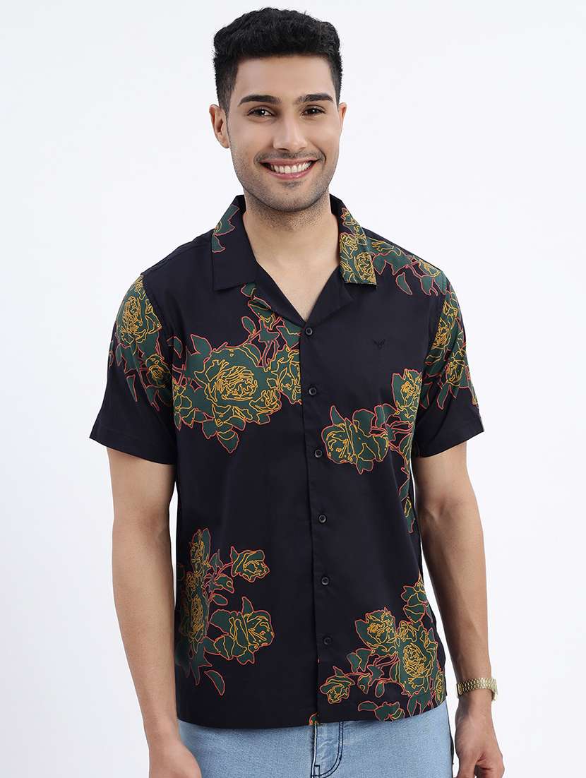men floral short sleeve casual shirt