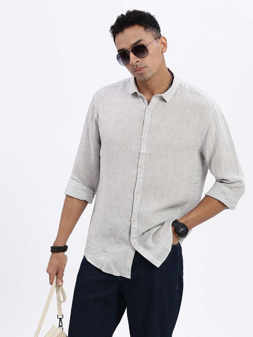 men solid long sleeve casual shirt - 21562592 -  Standard Image - 1