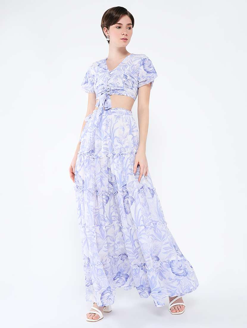 women printed top and skirt co-ord set - 21562596 -  Standard Image - 1