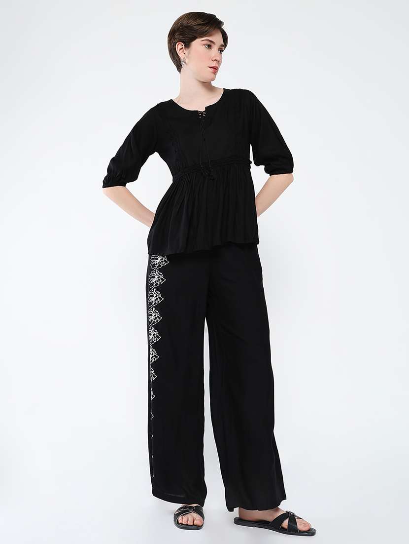 women embroidered top and trouser co-ord set