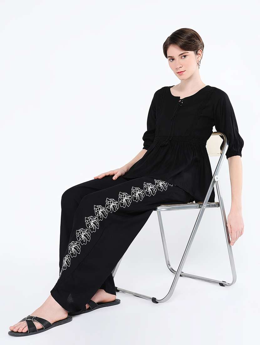 women embroidered top and trouser co-ord set - 21562600 -  Standard Image - 4