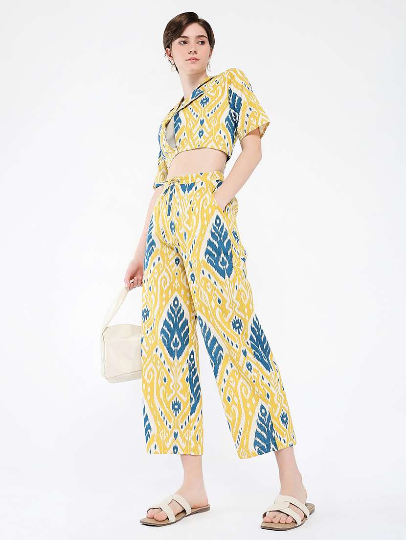 women peinted top and trouser with jacket co-ord set - 21562601 - Standard Image - 1