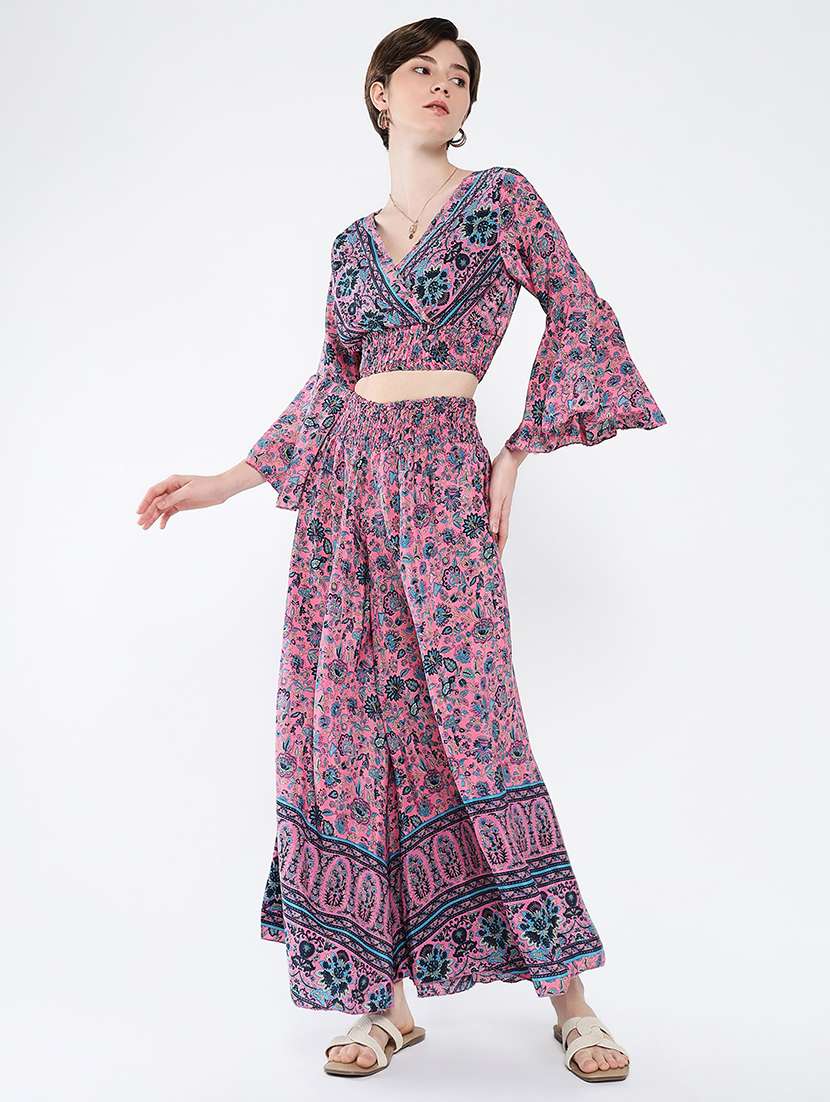 women printed top and palazzo co-ord set - 21562606 -  Standard Image - 1