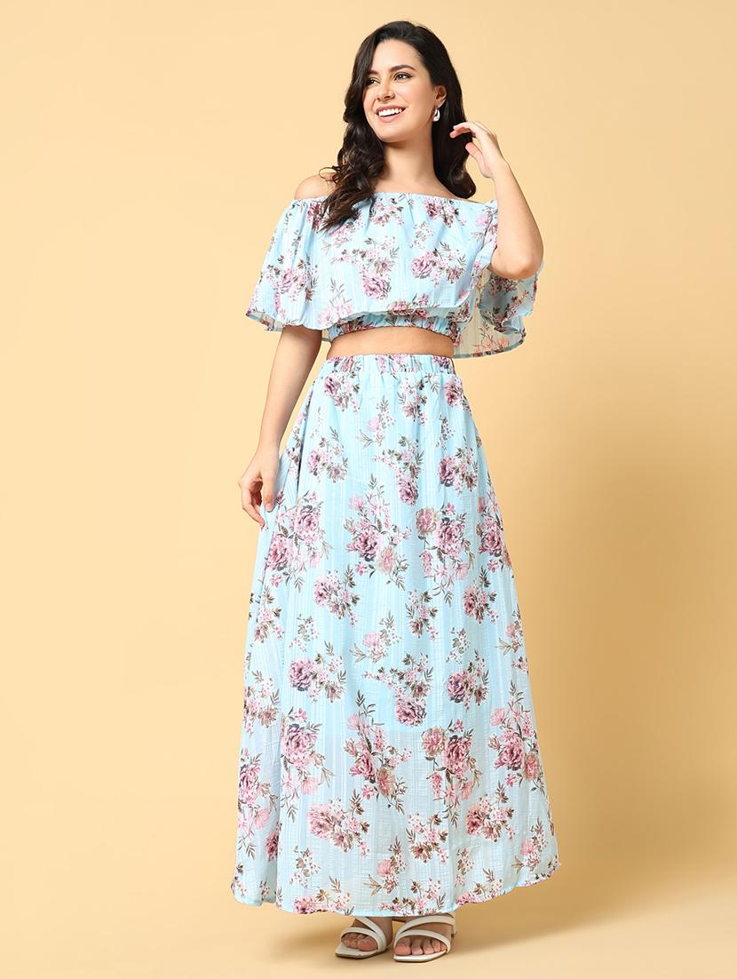women printed top and skirt co-ord set - 21562611 -  Standard Image - 1