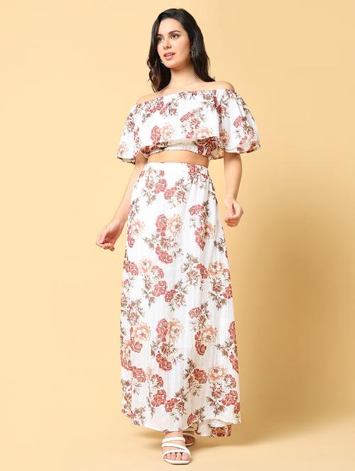 women printed top and skirt co-ord set - 21562617 - Standard Image - 0