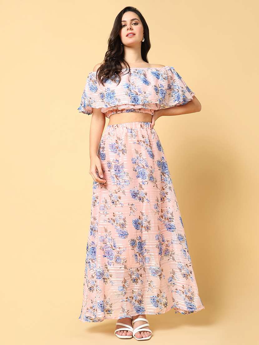 women printed top and skirt co-ord set