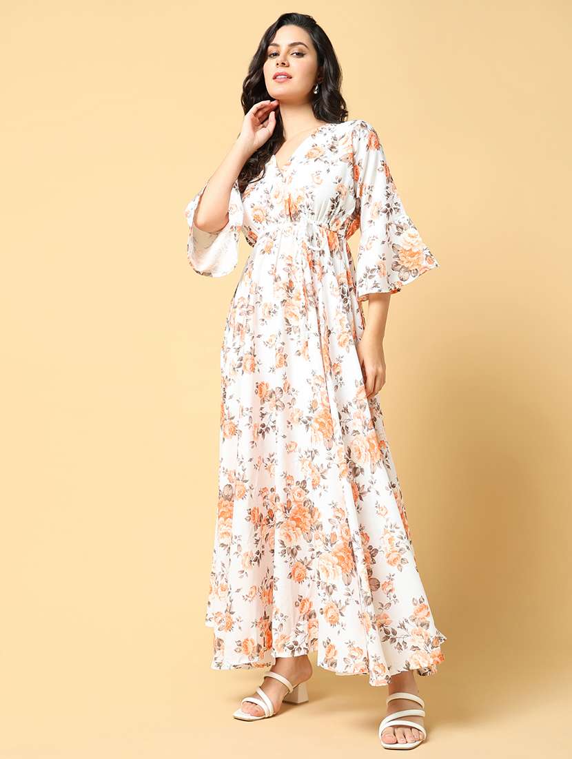 Women Printed Bell Sleeve Fit & Flare Dress - 21562632 -  Standard Image - 1