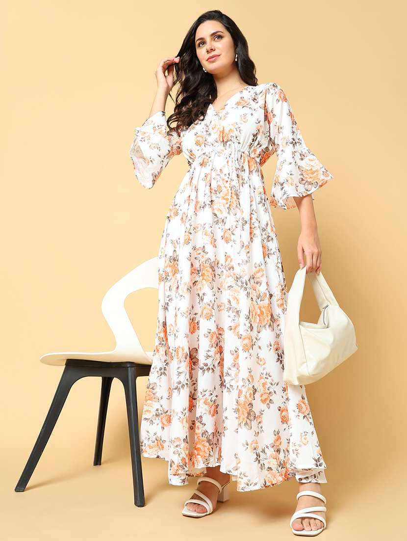 Women Printed Bell Sleeve Fit & Flare Dress - 21562632 -  Standard Image - 4