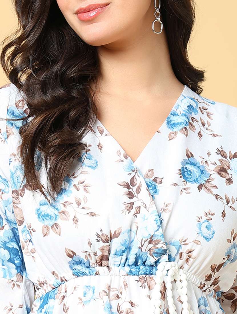 women printed bell sleeve fit & flare dress - 21562636 -  Standard Image - 6