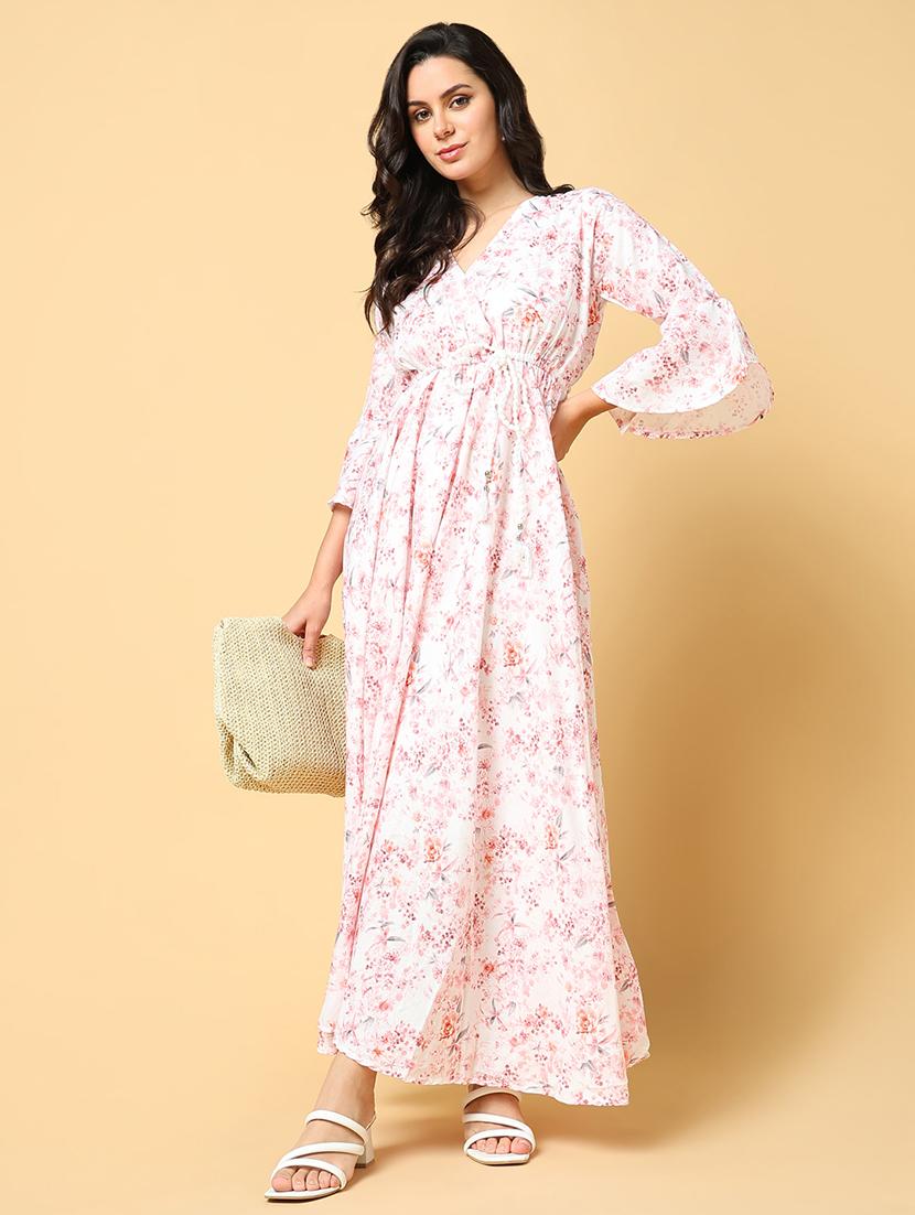 women printed bell sleeve fit & flare dress - 21562638 - Standard Image - 4