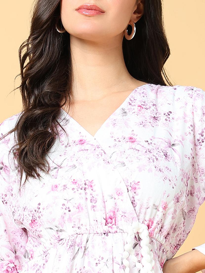 women printed bell sleeve fit & flare dress - 21562648 - Standard Image - 6