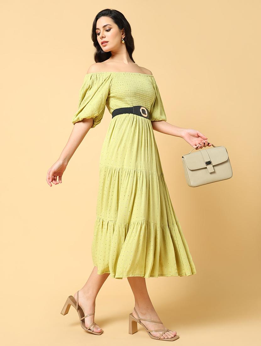 women printed off shoulder tiered dress - 21562664 - Standard Image - 4