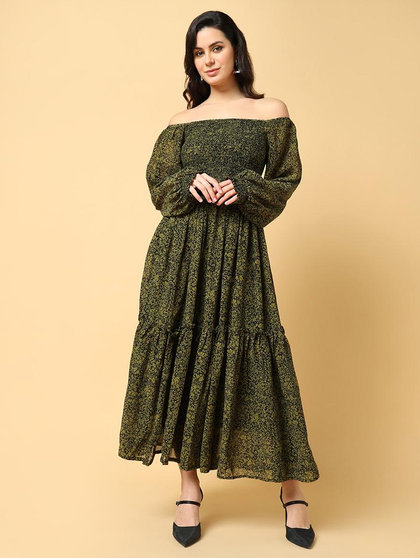women printed off shoulder tiered dress - 21562667 - Zoom Image - 0