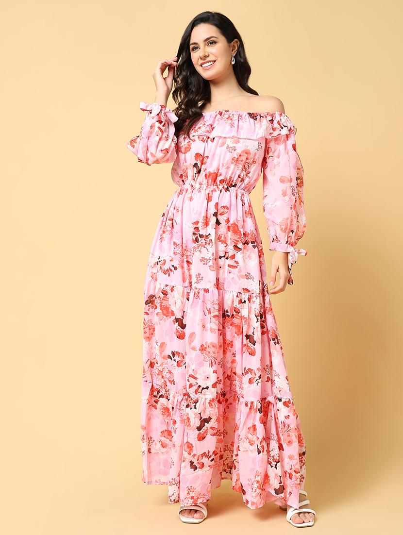 women floral printed off shoulder tiered dress - 21562674 - Zoom Image - 0
