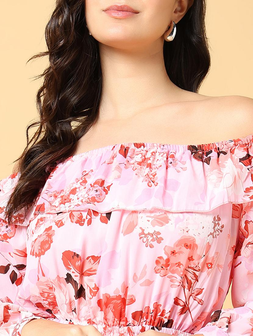 women floral printed off shoulder tiered dress - 21562674 - Standard Image - 6