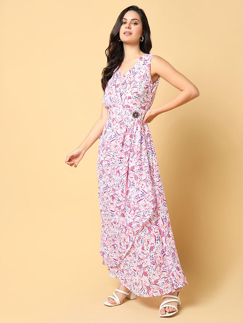 women printed sleeveless a-line dress - 21562677 - Standard Image - 1