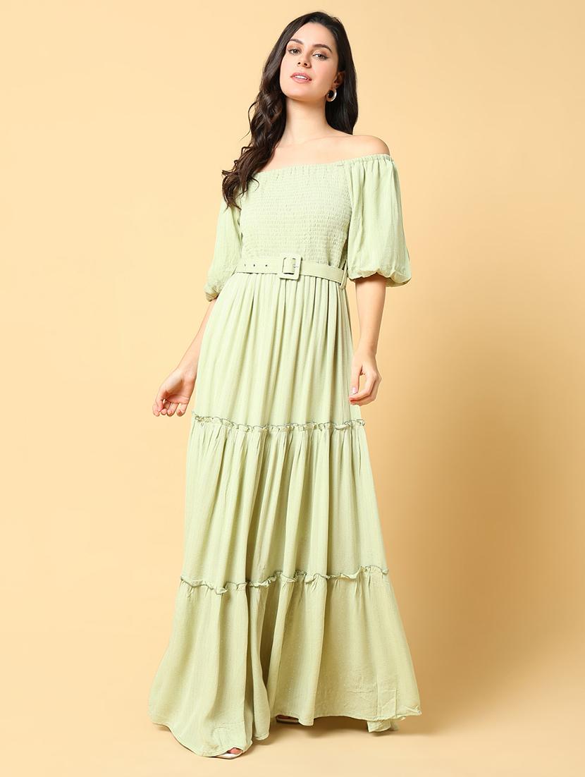 women printed off shoulder tiered dress - 21562679 -  Zoom Image - 0
