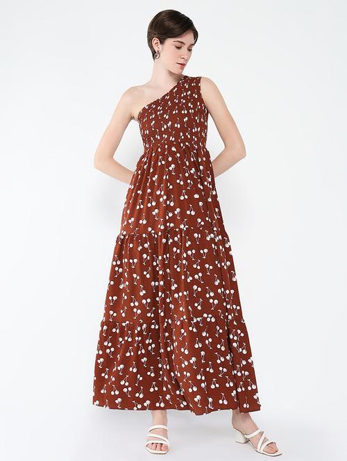 women printed single shoulder tiered dress - 21562684 -  Standard Image - 0