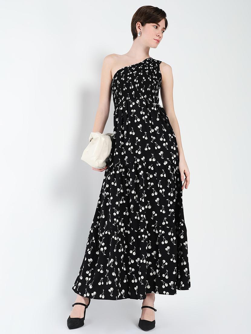 women printed single shoulder tiered dress - 21562685 - Standard Image - 4