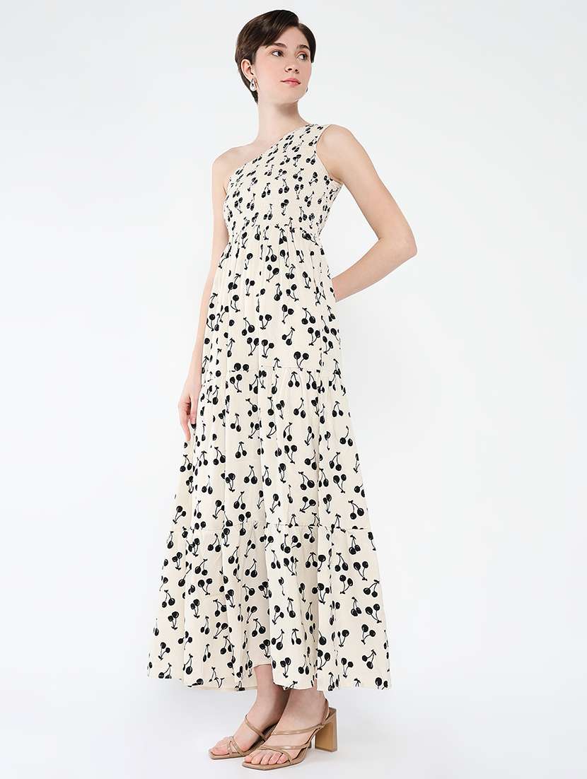 women printed single shoulder tiered dress - 21562686 -  Standard Image - 4