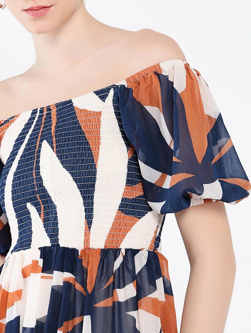 women printed off shoulder dress - 21562687 - Standard Image - 6