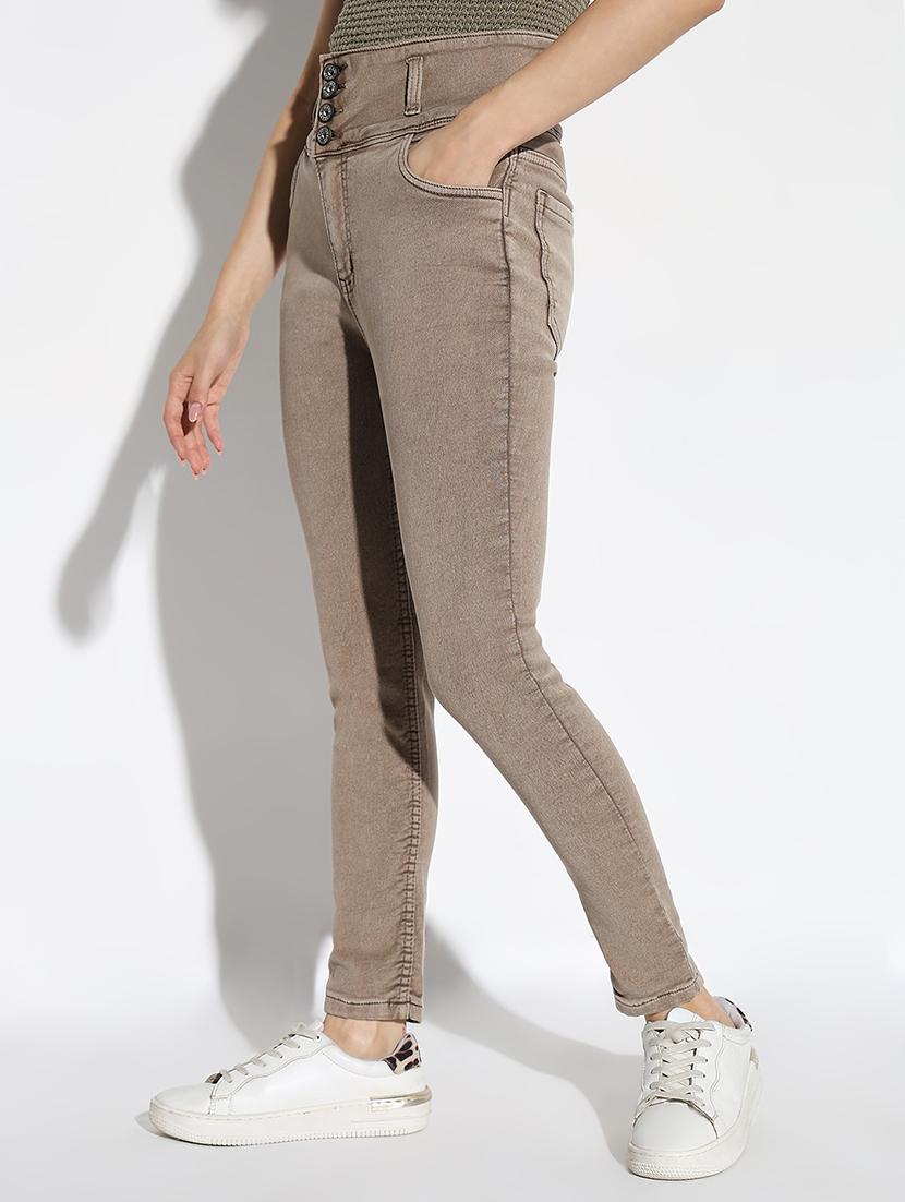 women solid high rise slim fit jean - 21562700 - Standard Image - 1