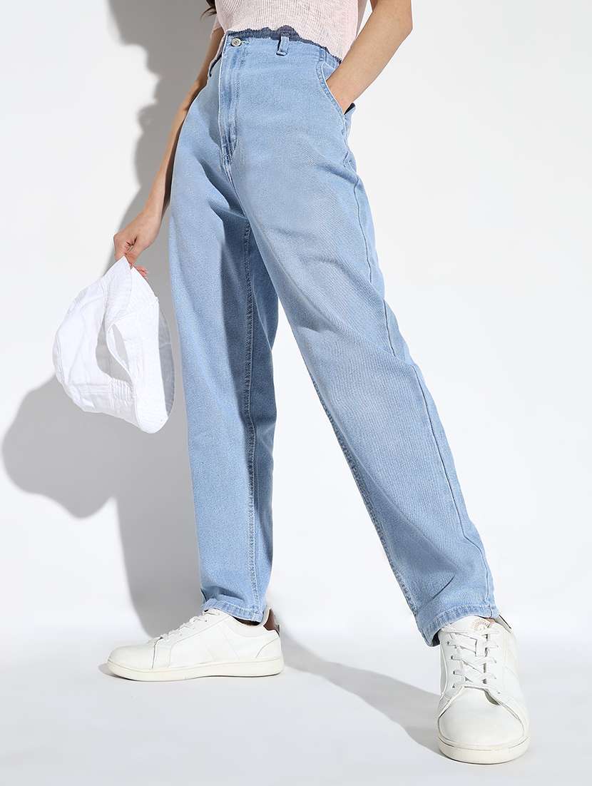 women solid high rise mom fit jeans - 21562705 -  Standard Image - 1