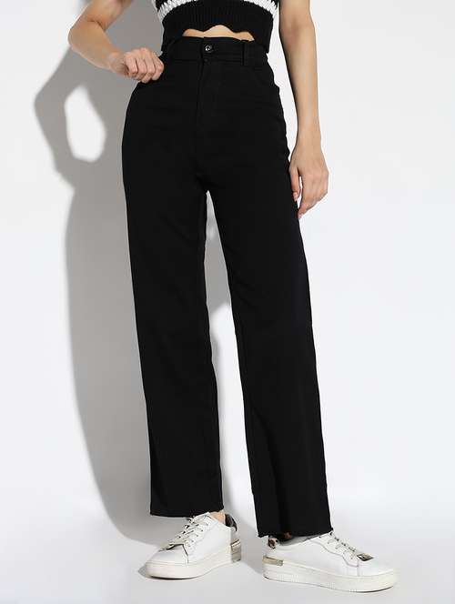 women solid high rise straight jeans - 21562706 - Standard Image - 0