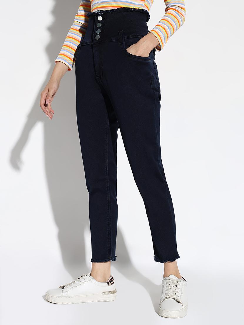 women solid high rise slim fit jeans - 21562715 - Standard Image - 1