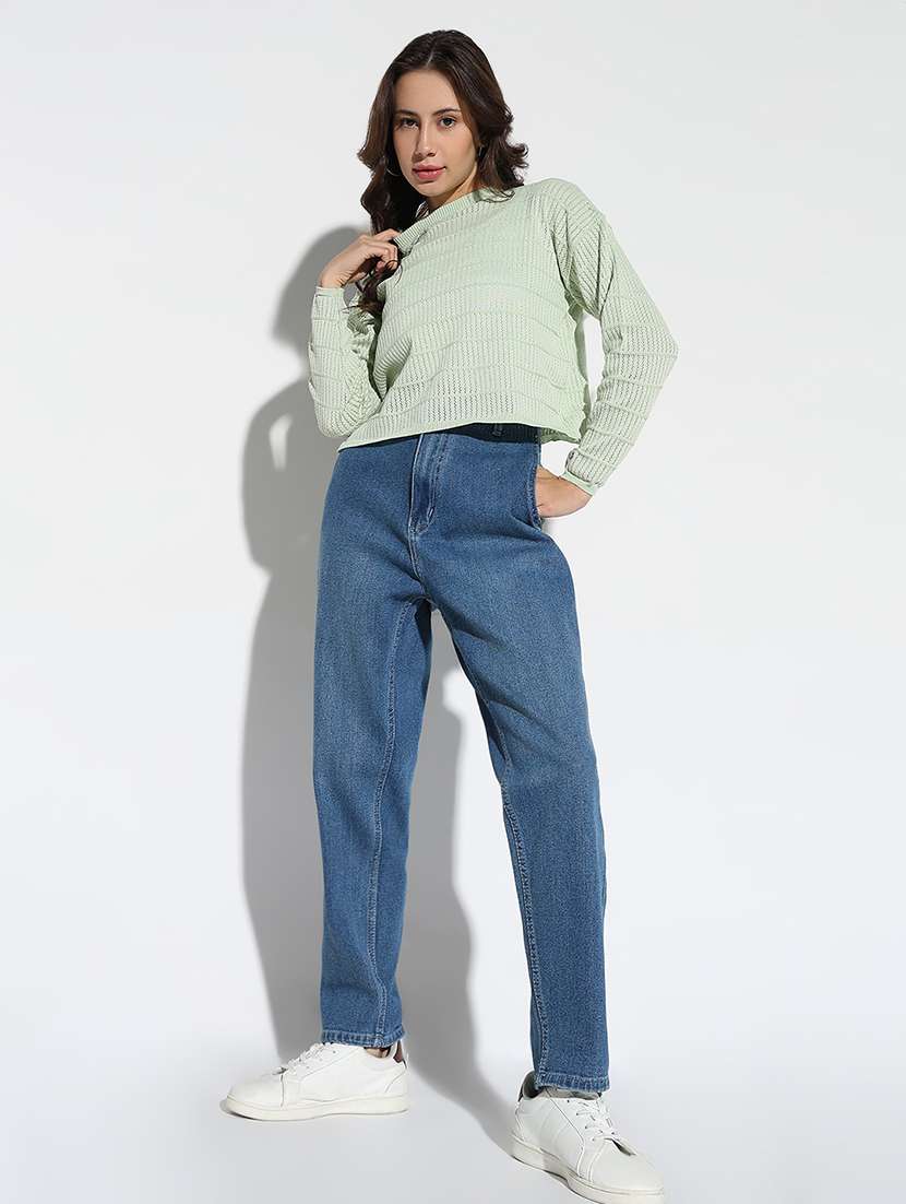 women self design crew neck pullover - 21562748 - Standard Image - 4