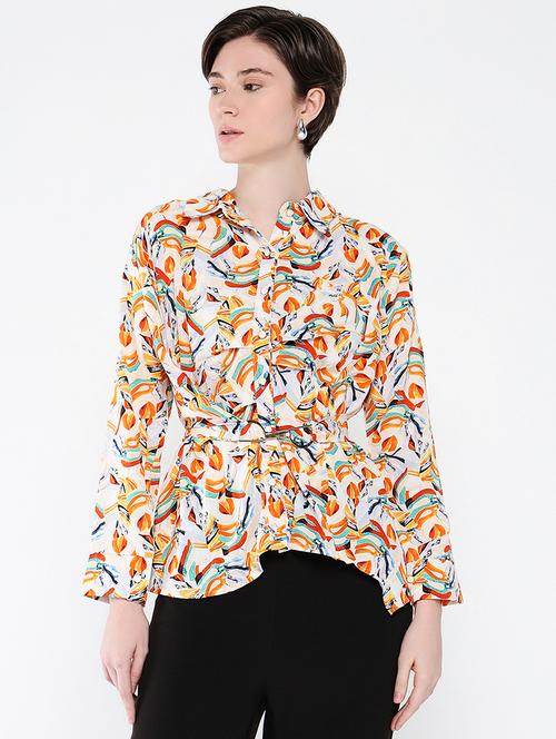 women printed collared shirt style top - 21562762 - Standard Image - 0
