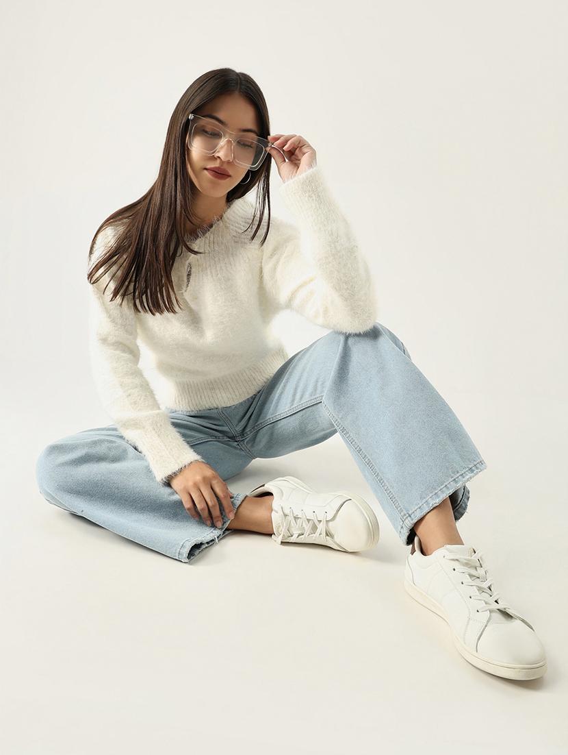 women solid long sleeves pullover - 21562763 - Standard Image - 4