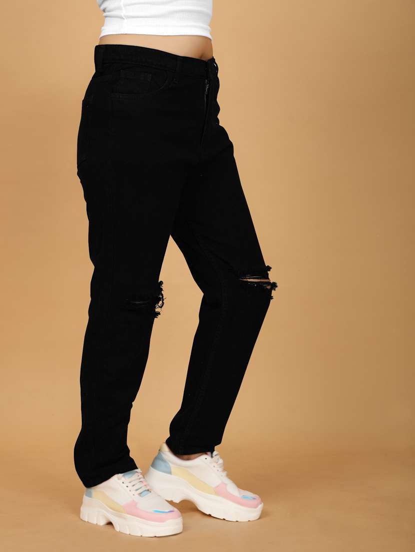 women solid higf rise straight fit jean - 21562785 - Standard Image - 1