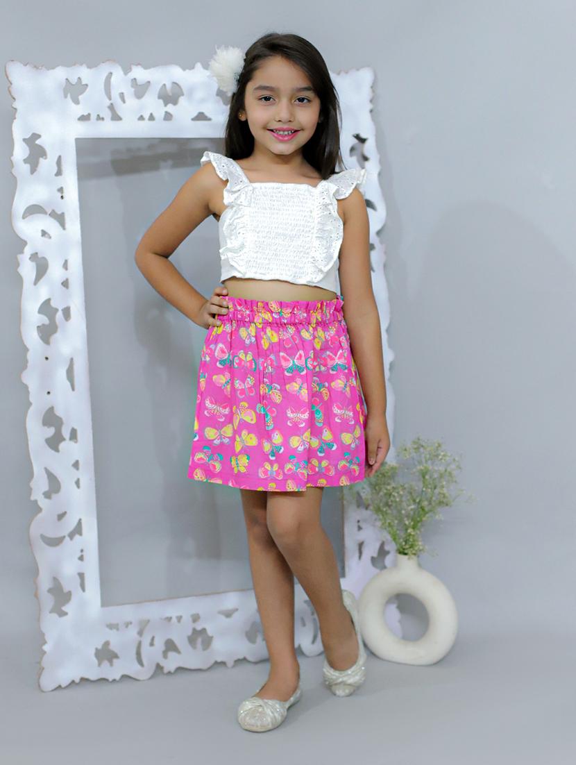 girls printed mini skirt