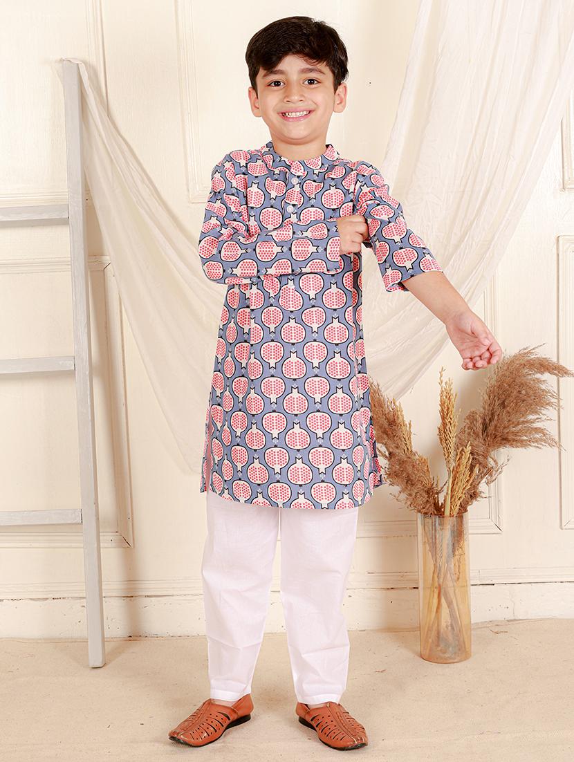 boys printed long sleeve kurta sets - 21562844 - Zoom Image - 0