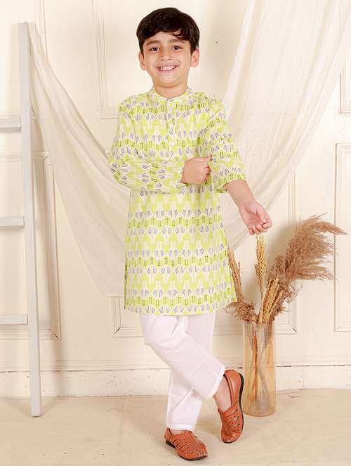 boys printed long sleeve kurta sets - 21562847 - Standard Image - 0