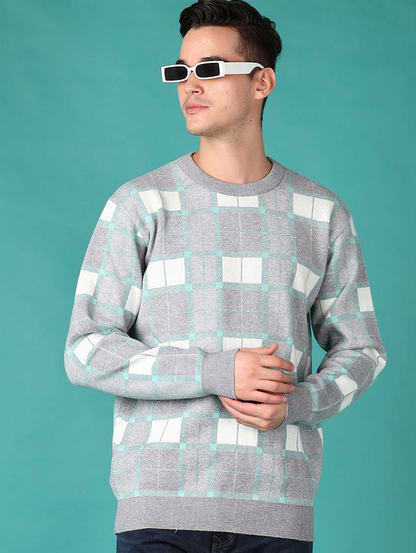 men round neck checkered pullover - 21562883 -  Standard Image - 1