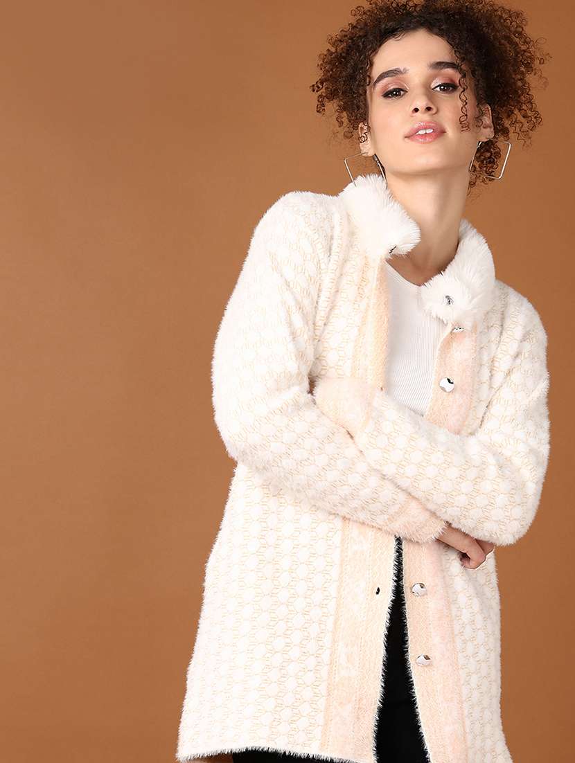 women self design long sleeve cardigan - 21562891 -  Standard Image - 1