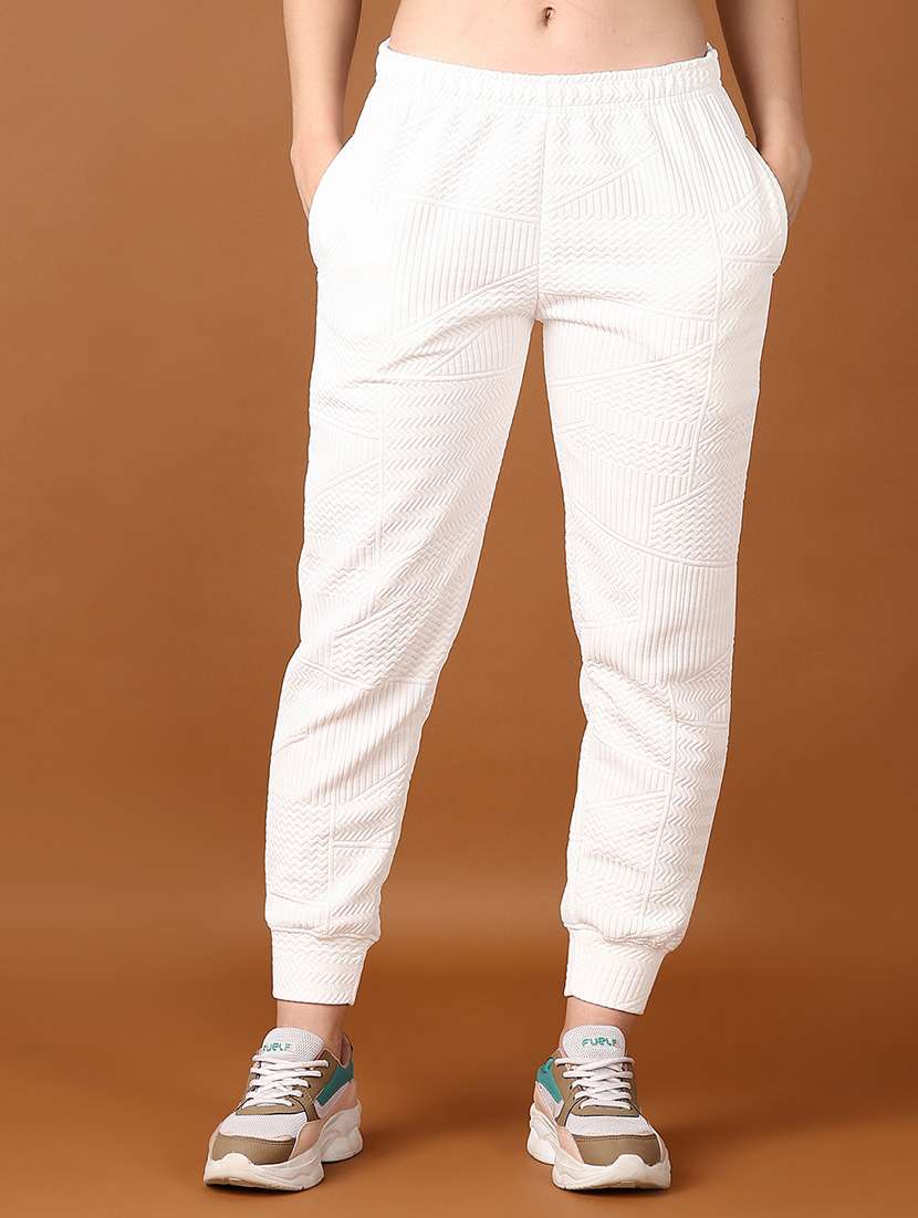 women white solid joggers - 21562895 -  Standard Image - 1
