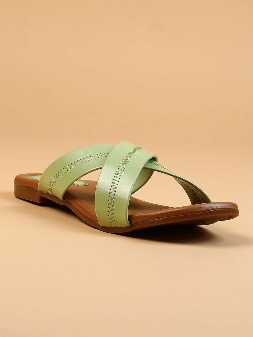 women green slip on sandal - 21562903 -  Standard Image - 1